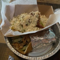 Cluckin pita with street corn fritters Cluckin pita with street corn fritters