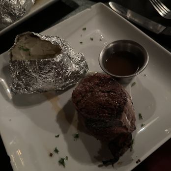 Blackhawk Steak Pit - 10 Ounce Filet Mignon, with a baked potato and Au Jus. - Steakhouses Near Me - Oregon, Illinois