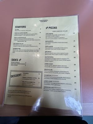 Menu photo 2 Rose Pizzeria San Francisco, CA Menu photo 2 Rose Pizzeria San Francisco, CA