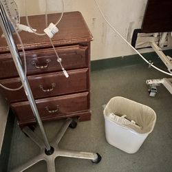 Apple Valley Post Acute Center - Plastic trash cans with no IV hooked up to dad.   Look at the used furniture to fill the rooms.