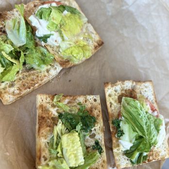 Panera Bread - Toasted Garden Caprese with barely half a teaspoon  size of mozzarella. Does this look like a $10 sandwich to anyone?? - Sandwiches Near Me - Amarillo, Texas
