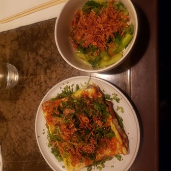 Win Son - Oyster omelet (front) and cucumber salad (back) - Taiwanese Near Me - Brooklyn, New York