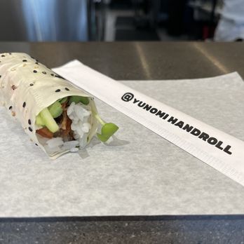 Yunomi Handroll - Salmon Skin Roll with soy paper - Japanese Near Me - Culver City, California Yunomi Handroll - Salmon Skin Roll with soy paper - Japanese Near Me - Culver City, California