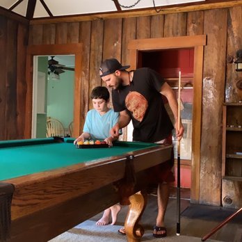 Shore Acres Lodge - A fun pool table in the cabin we stayed in last gear. As you can see the interior is very cozy and inviting. - Big Bear Lake, CA