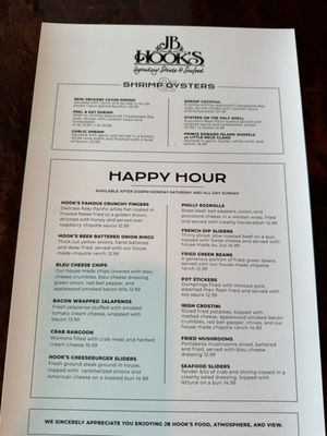 Menu photo 2 JB Hook's Lake Ozark, MO