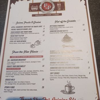 Patties & Pints - Hotel Guest breakfast menu - American Near Me - Valley Center, California Patties & Pints - Hotel Guest breakfast menu - American Near Me - Valley Center, California