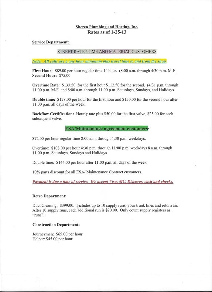 Slide of Sheren Plumbing, Heating and Cooling