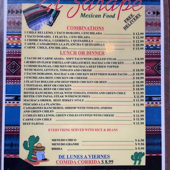 El Zarape - Quick look at the menu - Mexican Near Me - Nogales, Arizona El Zarape - Quick look at the menu - Mexican Near Me - Nogales, Arizona