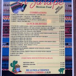 El Zarape - Quick look at the menu