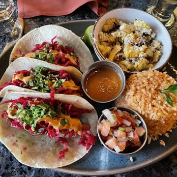Acitron Cocina Mexicana - Tacos De Pescado with rice and elotes cut off the cob - Mexican Near Me - Arlington, Massachusetts Acitron Cocina Mexicana - Tacos De Pescado with rice and elotes cut off the cob - Mexican Near Me - Arlington, Massachusetts
