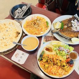 Fish Mova, Chicken Shish Kabob, Xpress Rice, Fresh Yemeni Bread, Smoked Yogurt Sauce
