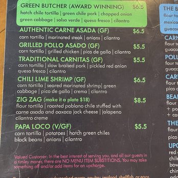 Willie's Taco Joint - Menu - Mexican Near Me - Phoenix, Arizona