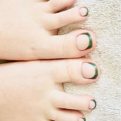 Sunset Nail Lounge - Deep French tip in forest green