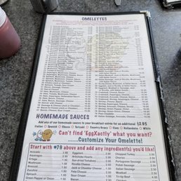 Omelette menu Omelette menu