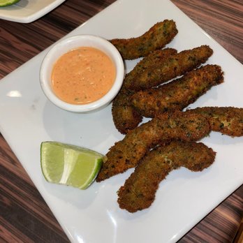 VSPOT - Breaded Avocado FRIES w/ lime & salsa rosada - Vegan Near Me - Brooklyn, New York