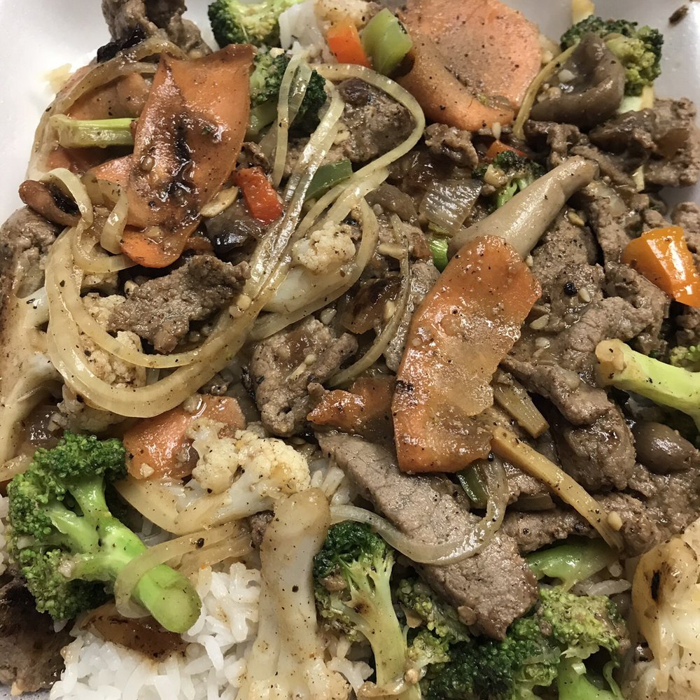 Sandwich Gallery - "Beef and broccoli" with rice. It also has bamboo shoots, mushrooms, onions, & carrots. - Sandwiches Near Me - Houston, Texas