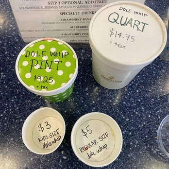 Pineapple Park - Dole Whip cups and pricing - Ice Cream & Frozen Yogurt Near Me - Las Vegas, Nevada Pineapple Park - Dole Whip cups and pricing - Ice Cream & Frozen Yogurt Near Me - Las Vegas, Nevada