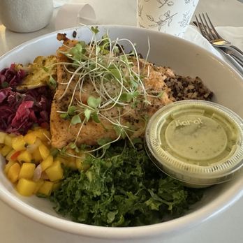 Lucky Lou's American Kitchen - Mango Salmon Bowl - Breakfast & Brunch Near Me - Mesa, Arizona Lucky Lou's American Kitchen - Mango Salmon Bowl - Breakfast & Brunch Near Me - Mesa, Arizona