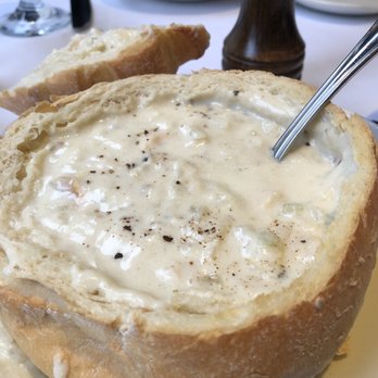 Atlantic Fish - New England Clam Chowder Bread Bowl - Seafood Near Me - Boston, Massachusetts