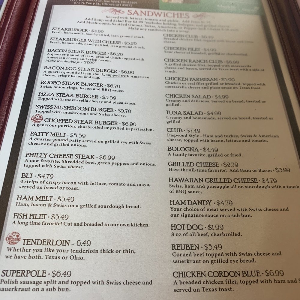 Orchard Tree - Menu - American Near Me - Van Wert, Ohio Orchard Tree - Menu - American Near Me - Van Wert, Ohio