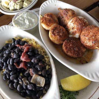 Aunt Kate's - Blackened Scallops, Beans and Rice, and Potato Salad - American Near Me - Saint Augustine, Florida