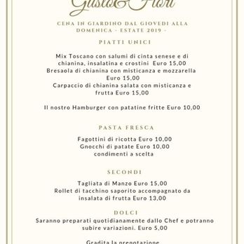Gusto & Fiori - Menu alla carta di luglio - Italian Near Me - Valenzatico, PT