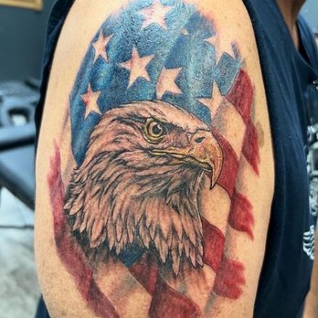 Chicago Custom Tattoo - Eagle & Stars and Stripes - Tattoo Near Me - Greenville, North Carolina Chicago Custom Tattoo - Eagle & Stars and Stripes - Tattoo Near Me - Greenville, North Carolina