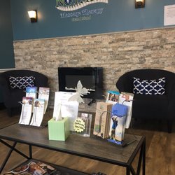 Waiting area with a fireplace