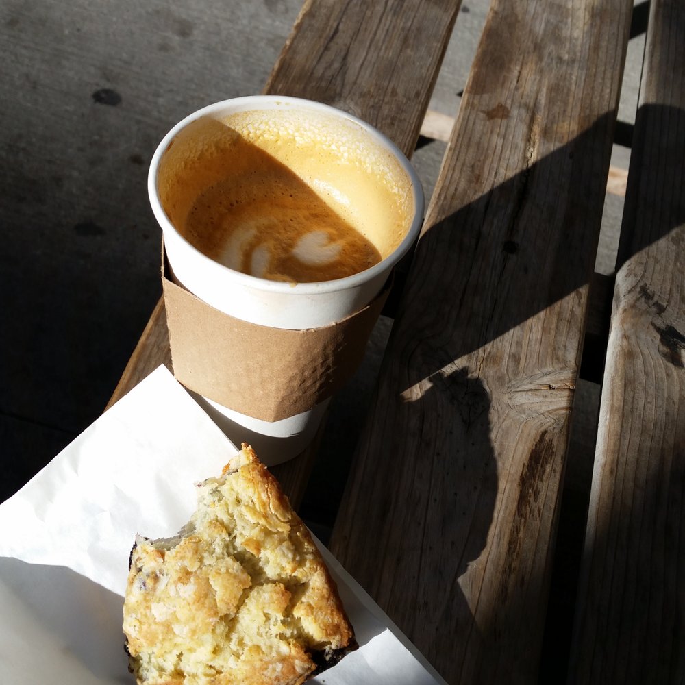 Fahrenheit Coffee - Large cappuccino and blueberry scone - Coffee & Tea Near Me - Toronto, Ontario Fahrenheit Coffee - Large cappuccino and blueberry scone - Coffee & Tea Near Me - Toronto, Ontario