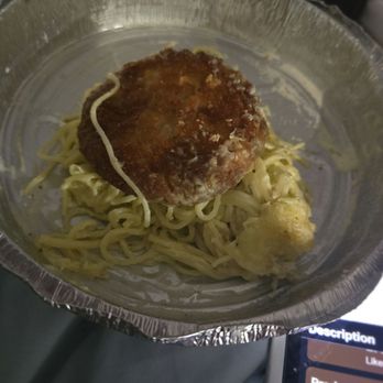 Bastoni - Crabcake on a bed of pasta. - Italian Near Me - Newburgh, Indiana Bastoni - Crabcake on a bed of pasta. - Italian Near Me - Newburgh, Indiana