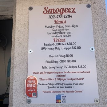 Smogeez - The current prices for services at Smogeez. - Smog Check Stations Near Me - Henderson, Nevada