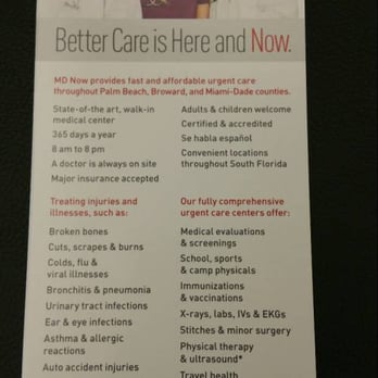 MD Now Urgent Care - MDNow list of services - Doctors Near Me - Plantation, Florida