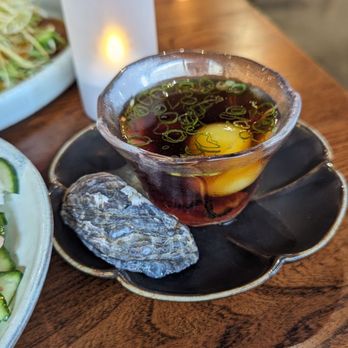 Fujiya - Oyster shot with quail egg - Japanese Near Me - Elk Grove, California