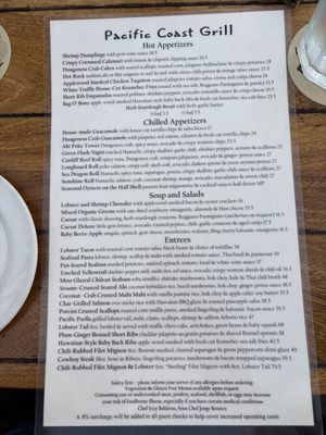 Menu photo 1 Pacific Coast Grill Cardiff, CA Menu photo 1 Pacific Coast Grill Cardiff, CA