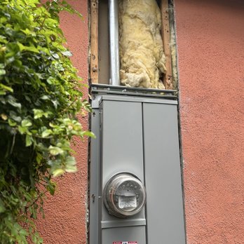 Cal Express Patching - Another area requiring repair and stucco patch around new service panel. - Stucco Services Near Me