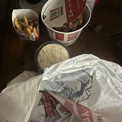 KFC - My half completed order. No chicken strips No biscuits!!!