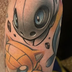 Mezzanine Tattoo Studio - Aron Pokémon tattoo- healed sandshrew also done by Jenny