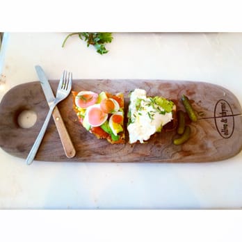 Olive & Thyme - half avocado burrata toast, half smoked salmon toast (no i didnt order it like that...just split with my friend :P) - Sandwiches Near Me - Toluca Lake, California Olive & Thyme - half avocado burrata toast, half smoked salmon toast (no i didnt order it like that...just split with my friend :P) - Sandwiches Near Me - Toluca Lake, California