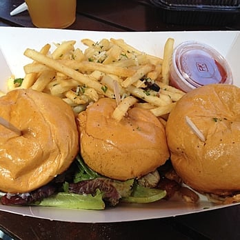 Me So Hungry - Two Cali (Beef) Sliders & One Flyin' Hawaiian (Chicken) Slider ($12.50). Free Garlic Parm Fries if you check-in on Yelp. - Burgers Near Me Me So Hungry - Two Cali (Beef) Sliders & One Flyin' Hawaiian (Chicken) Slider ($12.50). Free Garlic Parm Fries if you check-in on Yelp. - Burgers Near Me
