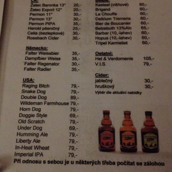 Klub malých pivovarů - Menu - Czech Near Me - Plzen, PL