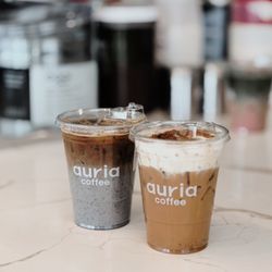 Black sesame latte & Biscoff latte