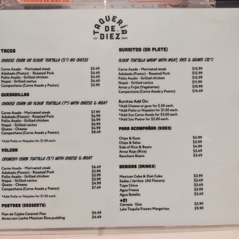 Taqueria De Diez - Menu - Mexican Near Me - Austin, Texas Taqueria De Diez - Menu - Mexican Near Me - Austin, Texas