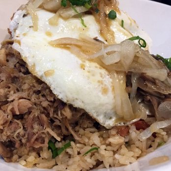 Da Kitchen Maui - Loco Moco with kalua pork and fish tempura - Hawaiian Near Me - Kihei, Hawaii Da Kitchen Maui - Loco Moco with kalua pork and fish tempura - Hawaiian Near Me - Kihei, Hawaii