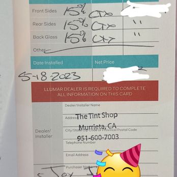 The Tint Shop - 15% all around! - Car Window Tinting Near Me - Murrieta, California