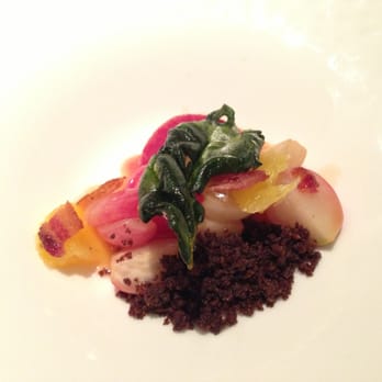 Le Papillon - Heirloom radishes w guanciale, tangerine and rye - French Near Me - San Jose, California Le Papillon - Heirloom radishes w guanciale, tangerine and rye - French Near Me - San Jose, California