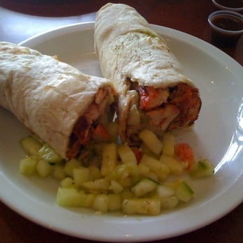 Chaat Cafe - Chicken Wrap with a side of cucumber salad. - Indian Near Me - San Jose, California Chaat Cafe - Chicken Wrap with a side of cucumber salad. - Indian Near Me - San Jose, California