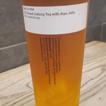 Sharetea - Peach Oolong Tea with Aiyu Jelly - Bubble Tea Near Me - Austin, Texas