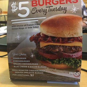IHOP - 5$ Burgers with fries on Tuesdays. What a great deal. - Breakfast & Brunch Near Me - Cheektowaga, New York IHOP - 5$ Burgers with fries on Tuesdays. What a great deal. - Breakfast & Brunch Near Me - Cheektowaga, New York
