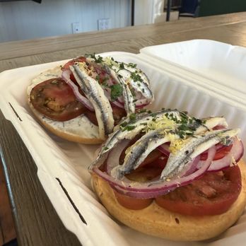 Mother Dough Bagels - The Heirloom with anchovies - Bagels Near Me - Santa Barbara, California Mother Dough Bagels - The Heirloom with anchovies - Bagels Near Me - Santa Barbara, California