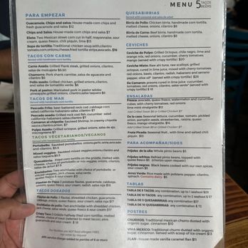 5 Tacos and Beers Berkeley - Menu - August 3, 2025 - Tacos Near Me - Berkeley, California